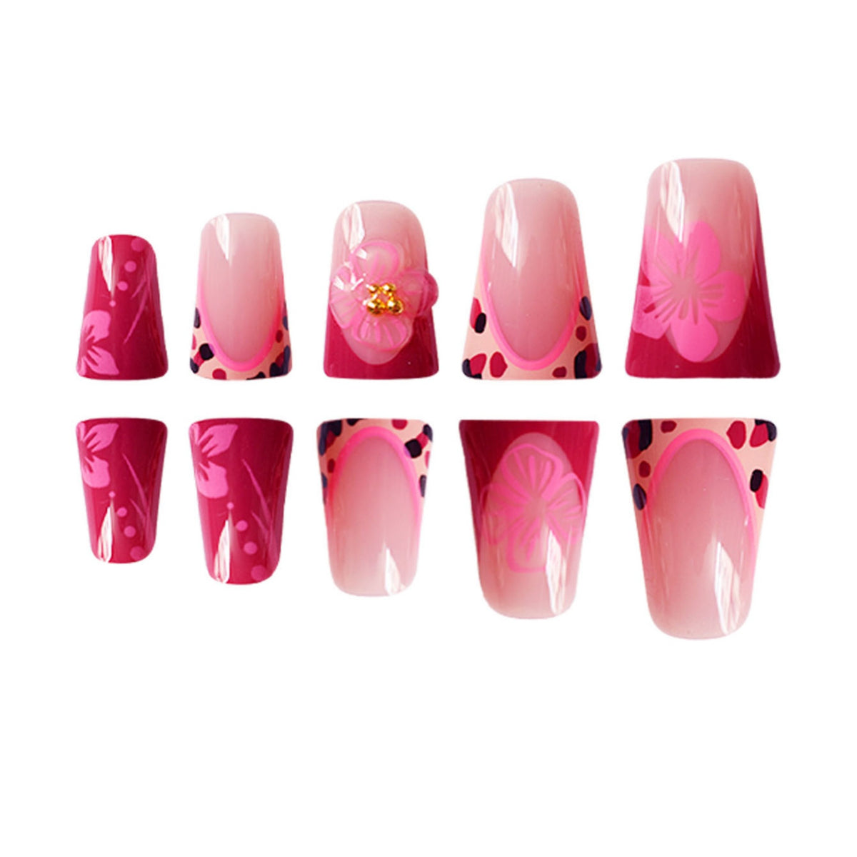 Floral Cat-Ear Design Press-On Nails Acalora