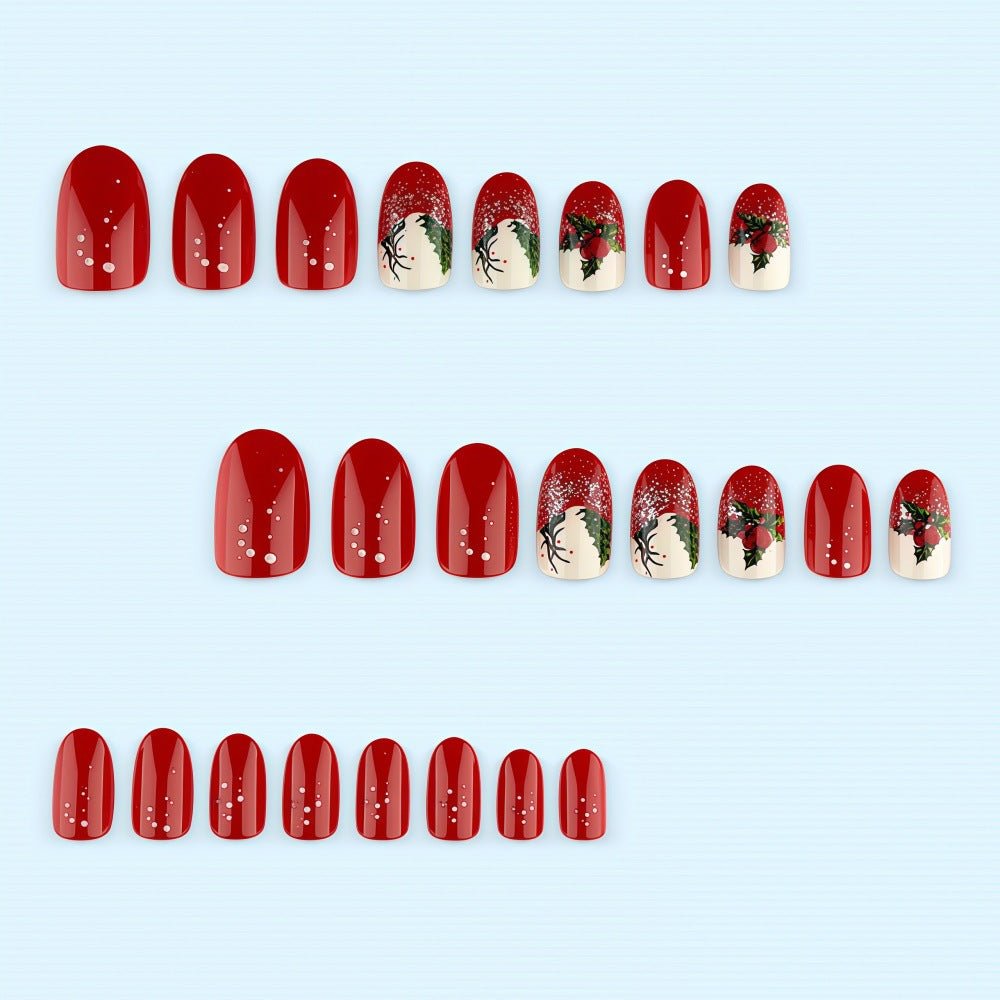 Christmas art nails with festive glitter pattern and Christmas motifs Acalora