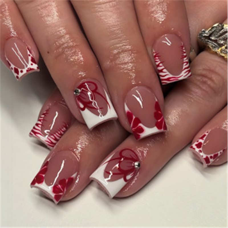 Artistic Press-On Nail Set with Premium Embellishments Acalora