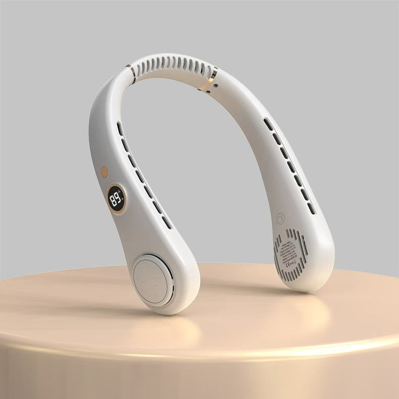 Cool portable bladeless neck fan with LED display and double air outlets Brehn