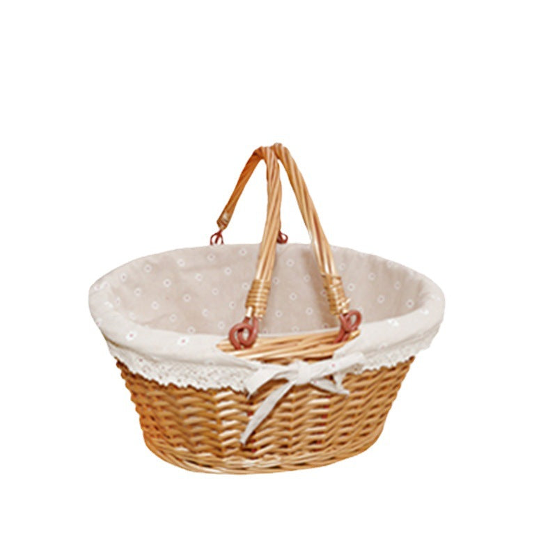 Ladies willow basket with removable fabric lining and practical carrying handle Bowlift