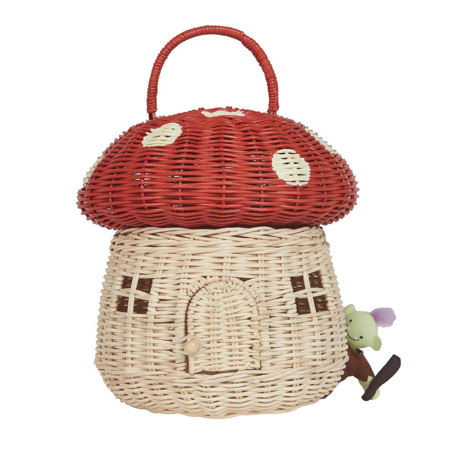 Fun Mushroom-Shaped Woven Storage Basket Acalora