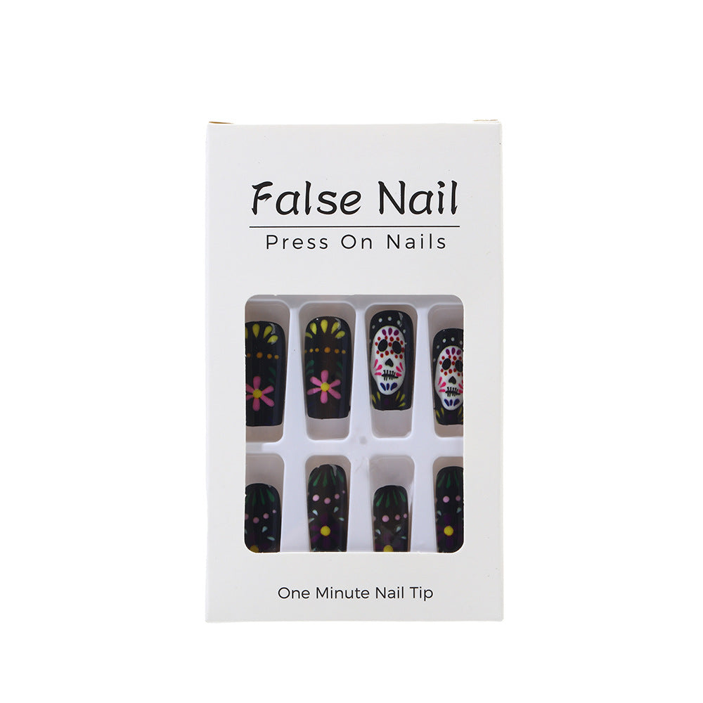 Creative artificial nails with sugar skull design Acalora