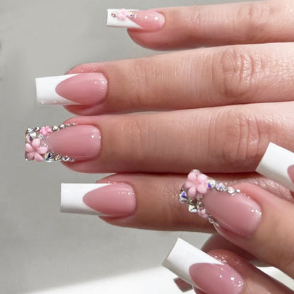 Decorative Press-On Nail Set with Elegant Accent Designs Acalora