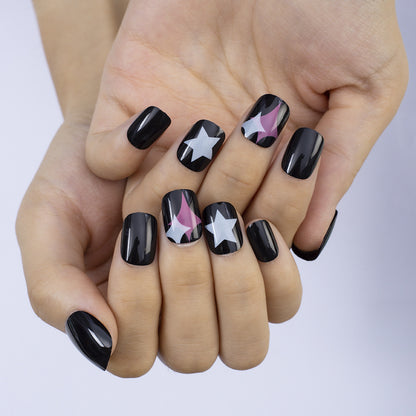 Artificial Nail Set with Modern Star Patterns Acalora