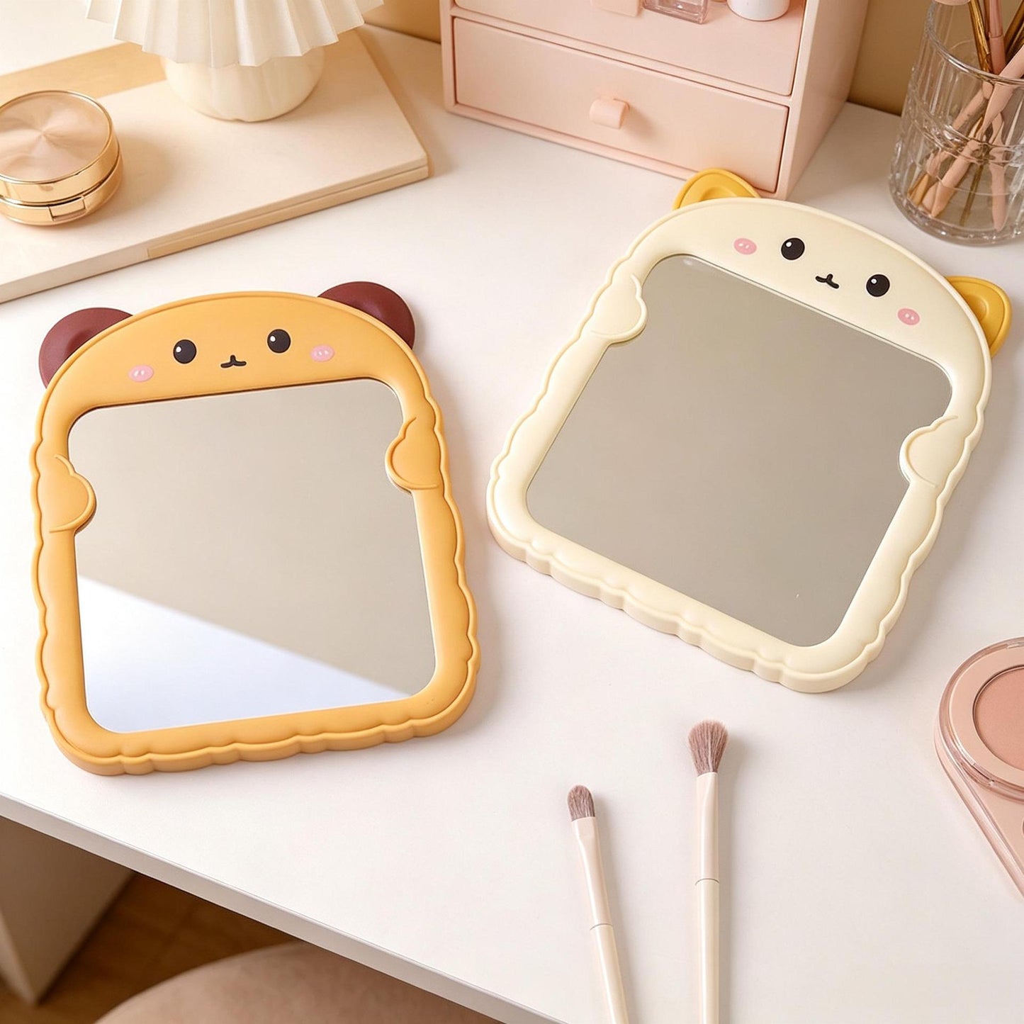 Cute Cat-Themed Desktop Makeup Mirror