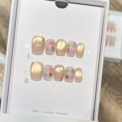 Artistic Floral-Design Press-On Nail Set Acalora