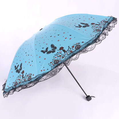 Women's sun umbrella with romantic butterfly design Bowlift