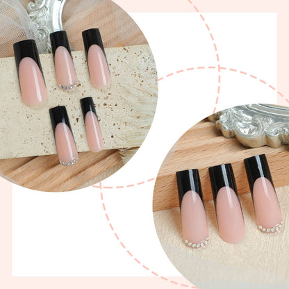 Glossy Press-On Nail Set with Stylish French Tip Design Acalora