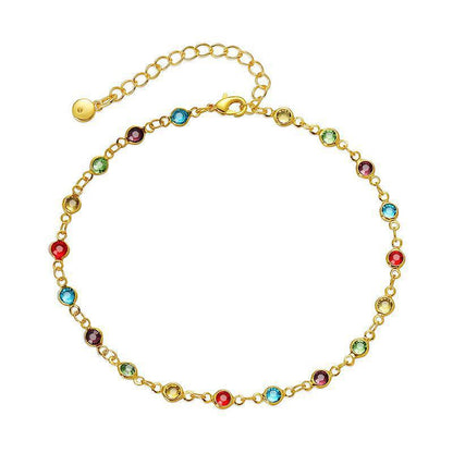 Colorful Gemstone Ankle Bracelet Acalora