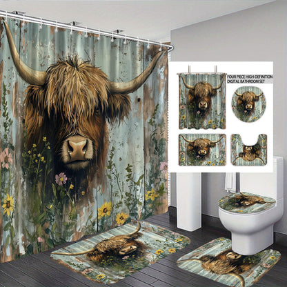 Cute Cow-Themed Digital Bathroom Set