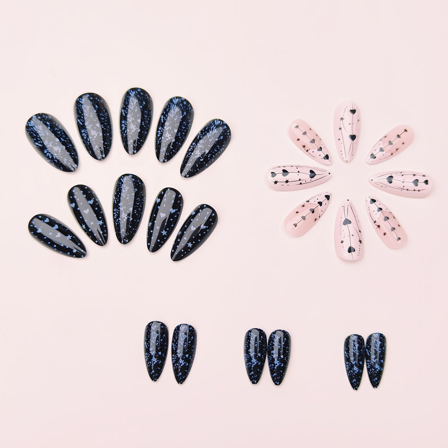 Artistic Heart and Star Nail Art Acalora