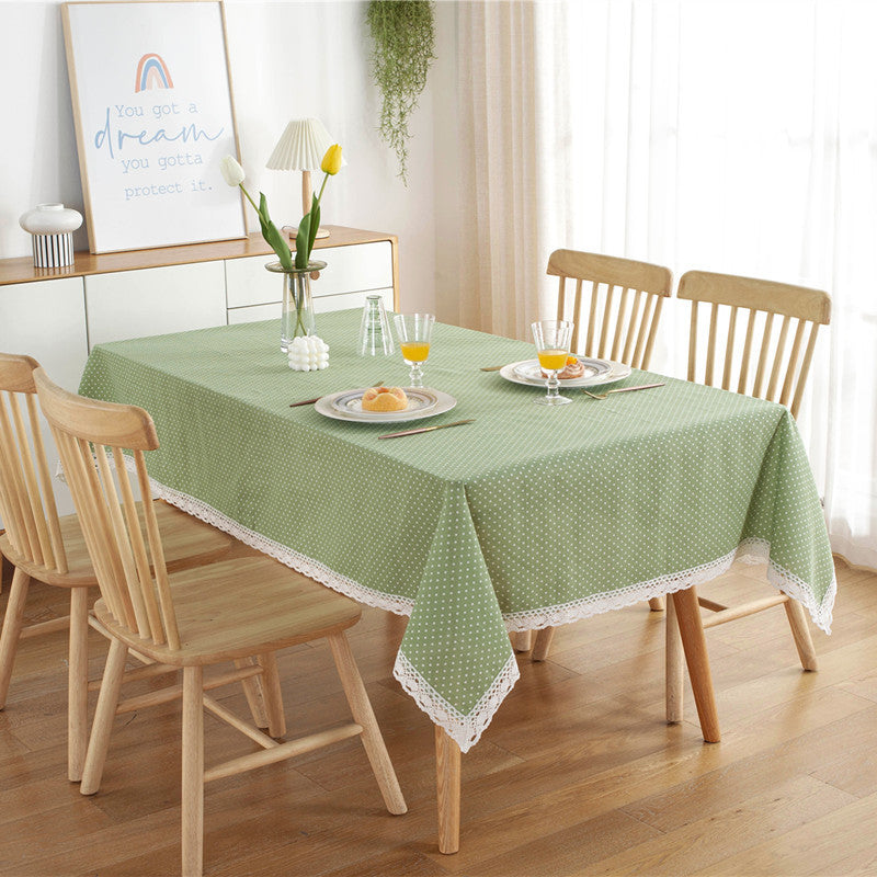 Polka Dot Lace Trim Tablecloth