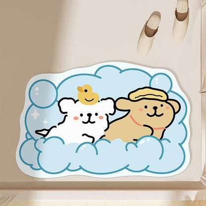 Playful Cartoon Theme Bath Mat