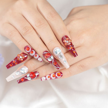Glamorous Crystal-Enhanced Press-On Nail Set Acalora