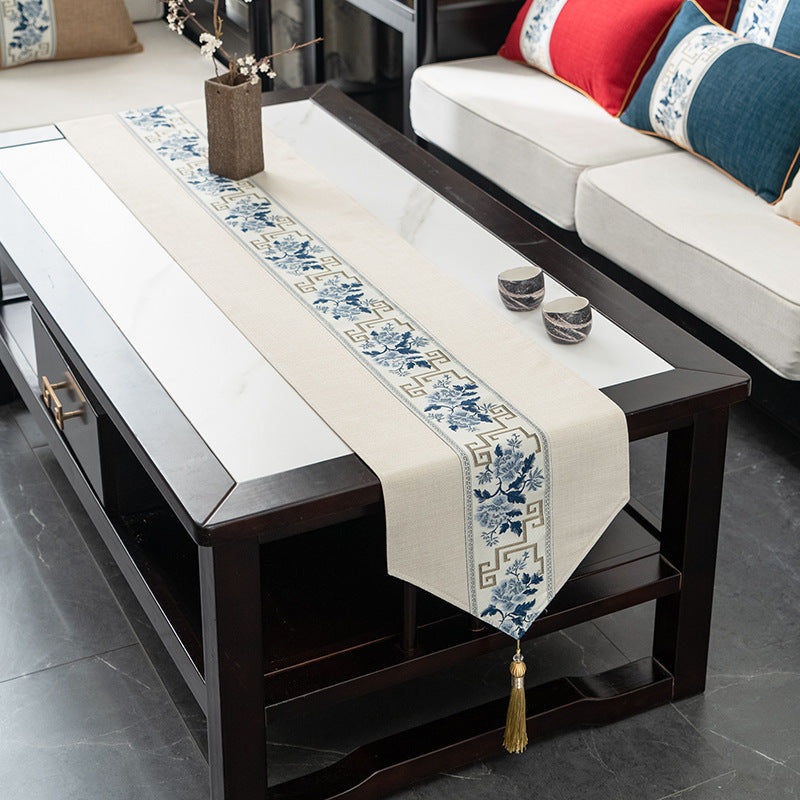 Elegant Floral Embroidered Table Runner