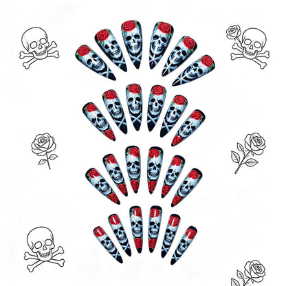 Skulled Floral Nail Art Design Acalora