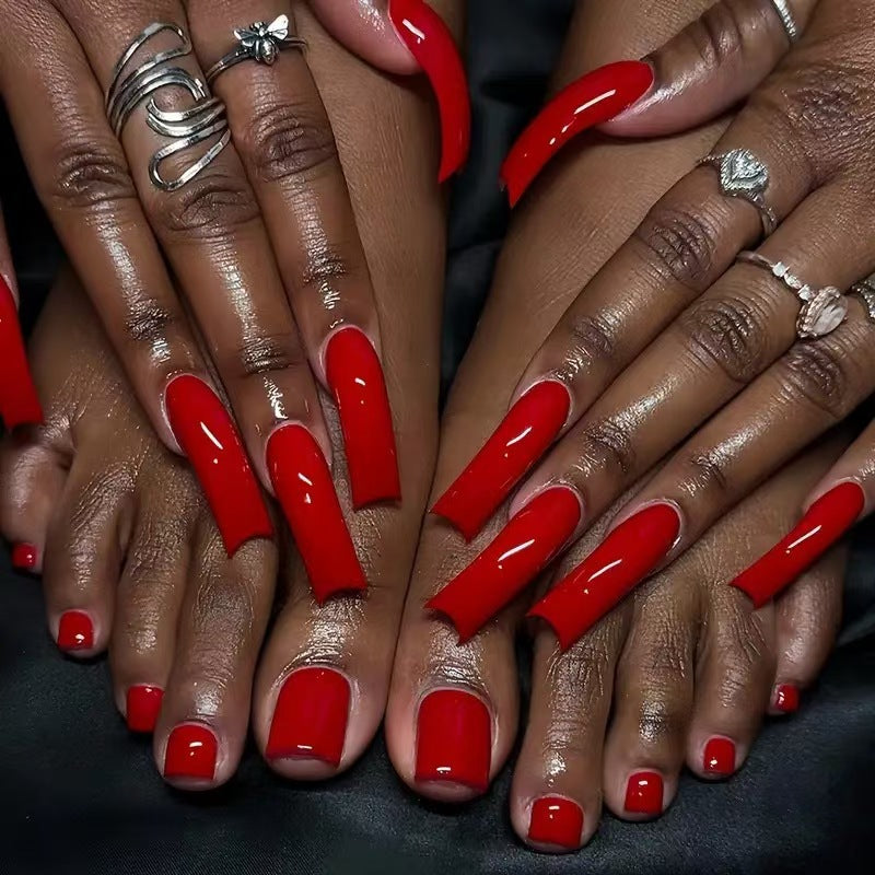 Glossy Long Press-On Nail Set Acalora
