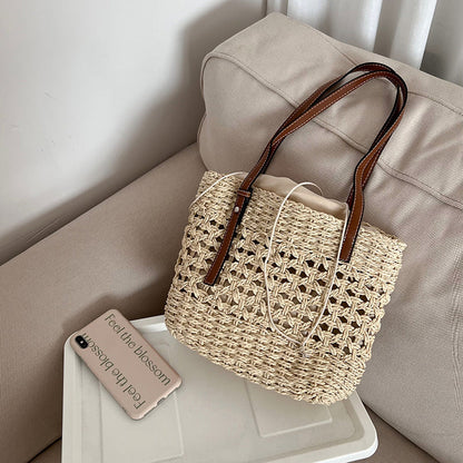 Women's Hand-knotted Basket Bag with high-quality fabric lining Karnz