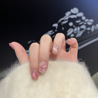 Decorative Press-On Nail Art Set with Cherry and Bow Accents Acalora