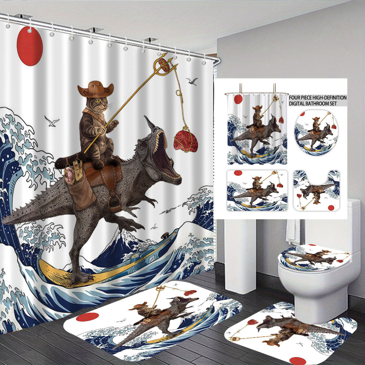 Digital Floral Theme Bathroom Décor Set
