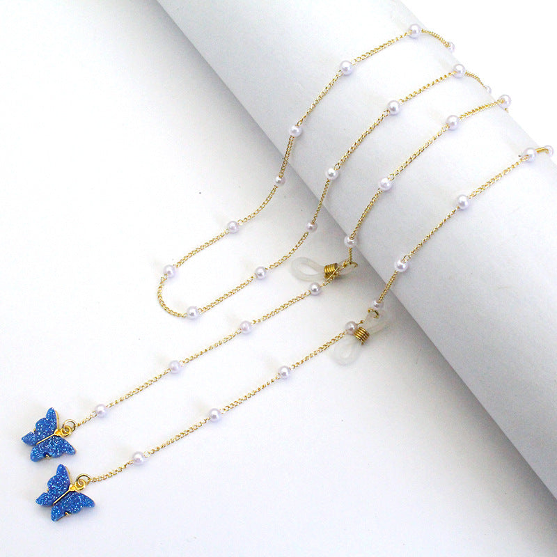 Butterfly-Embellished Eyewear Chain Acalora