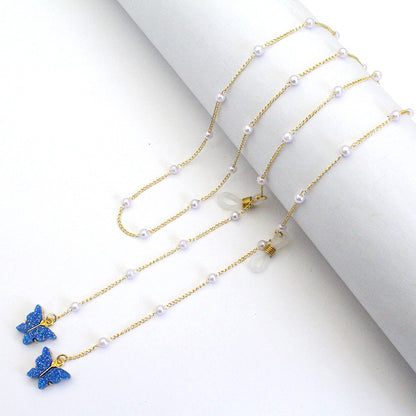 Butterfly-Embellished Eyewear Chain Acalora