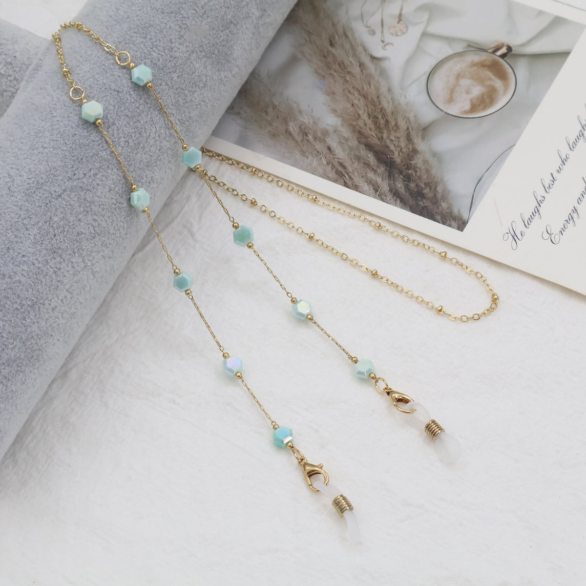Elegant Gold Chain Necklace with Gemstones Acalora