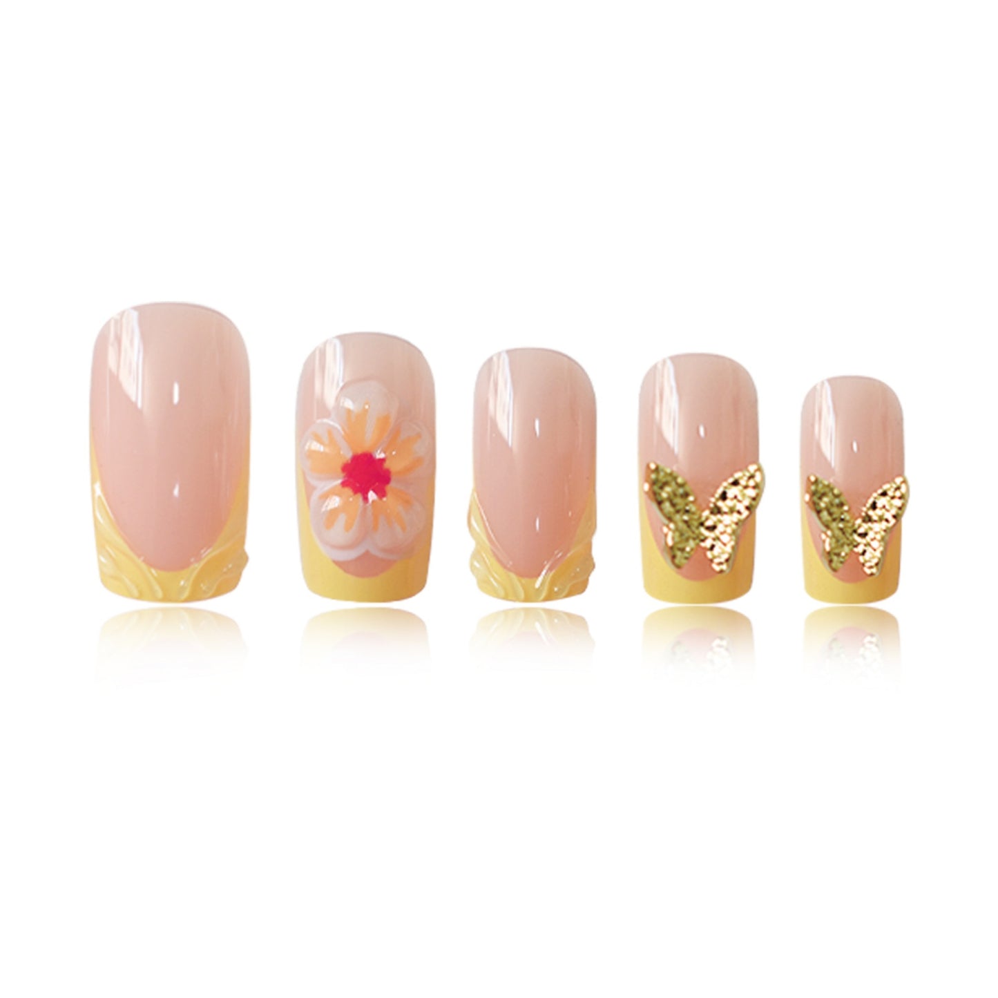 Artistic Floral Press-On Nail Design Acalora