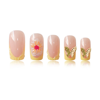 Artistic Floral Press-On Nail Design Acalora