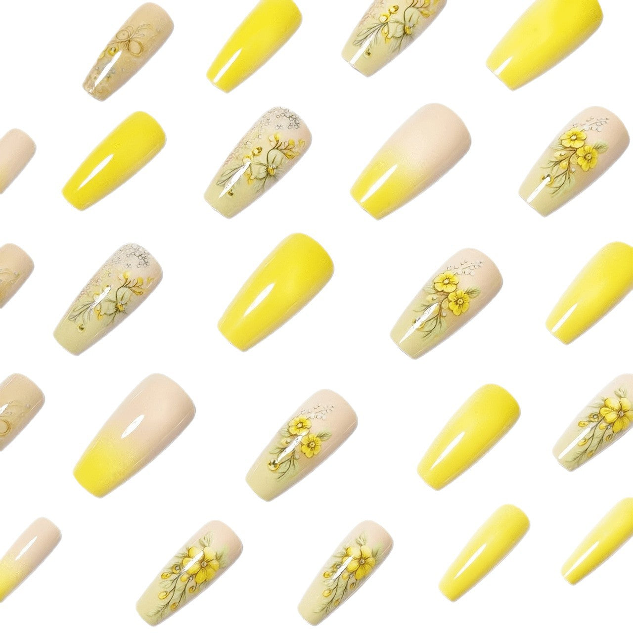 Decorative Floral Acrylic Nail Art Acalora