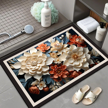 Floral Patterned Bath Mat Acalora