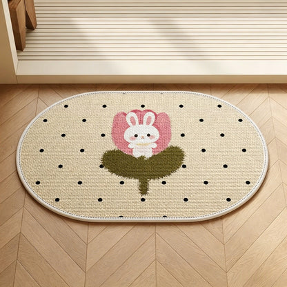 Decorative Bunny-Themed Area Mat