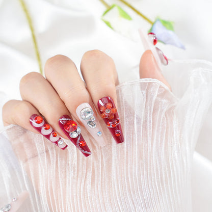 Glamorous Crystal-Enhanced Press-On Nail Set Acalora
