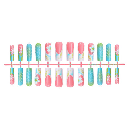 Floral-Themed Press-On Nail Art Set Acalora