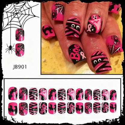 Acrylic nail set with Halloween motif and creative designs Acalora