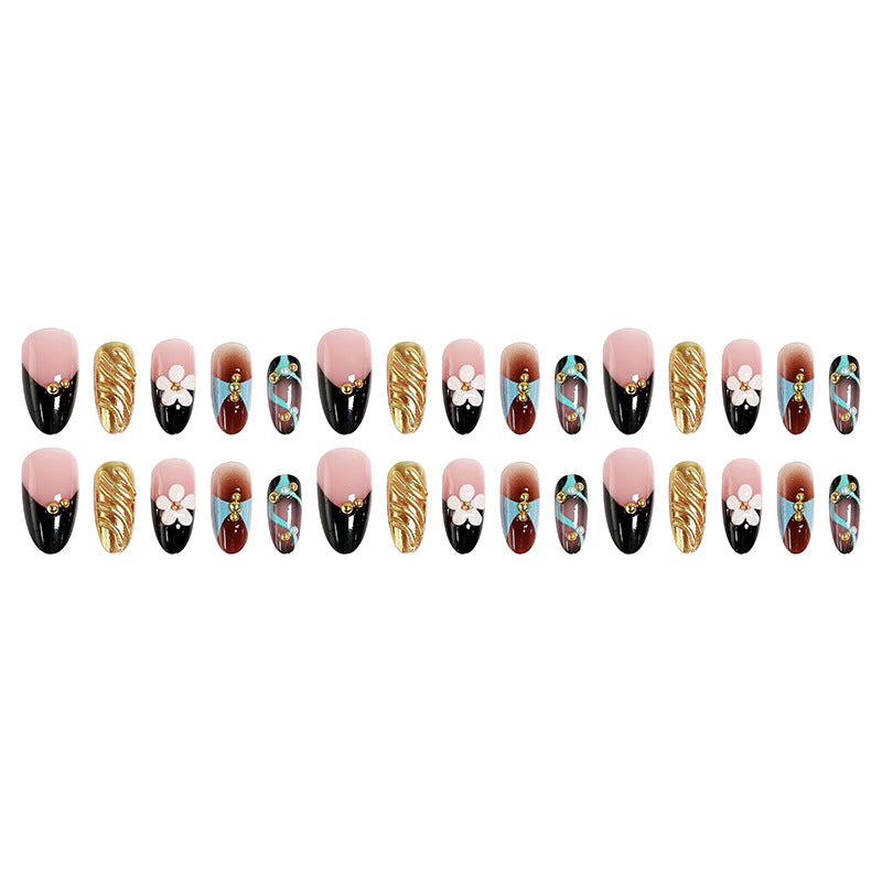 Artificial nail set with filigree floral decorations and glamorous accents Acalora