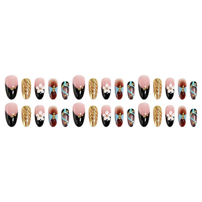 Artificial nail set with filigree floral decorations and glamorous accents Acalora