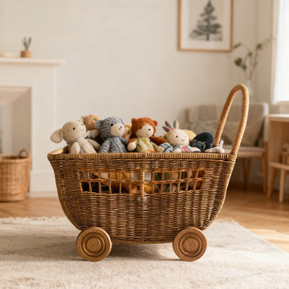 Vintage Woven Storage Cart Acalora