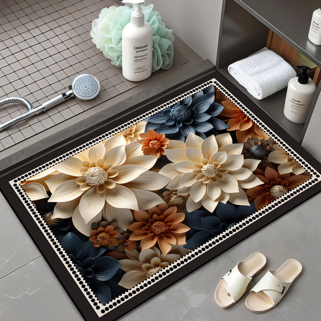 Floral Patterned Comfort Bath Mat Acalora