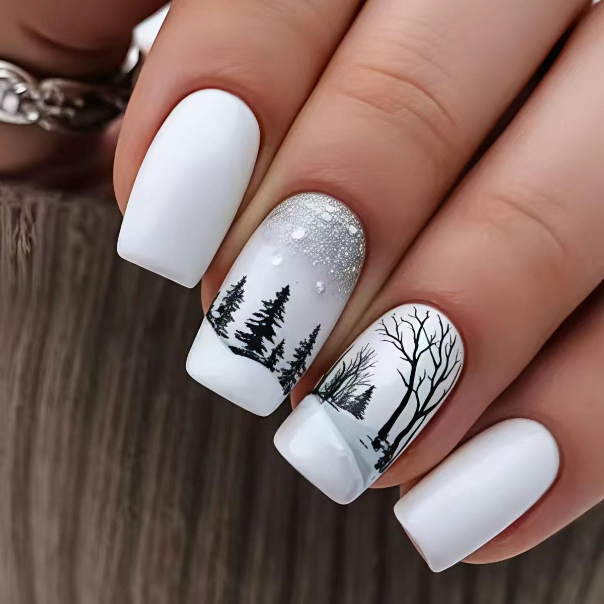 Artistic Winter Landscape Nail Art Acalora