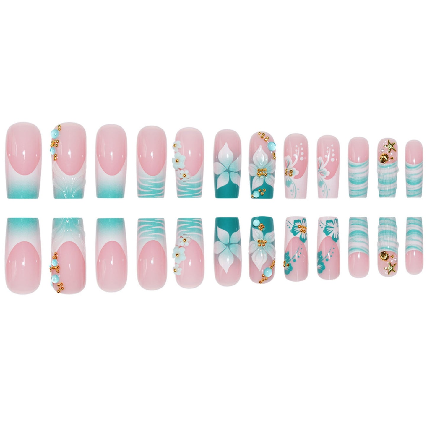 Decorative Floral Pattern Press-On Nails Acalora