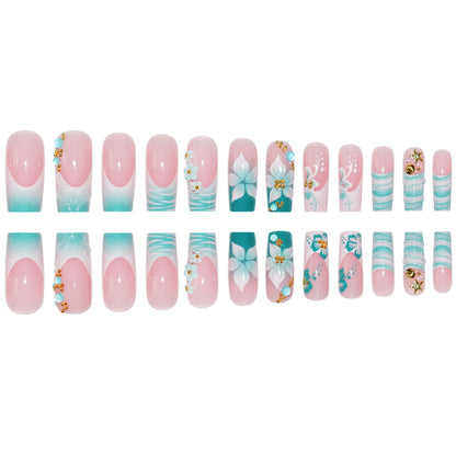 Decorative Floral Pattern Press-On Nails Acalora