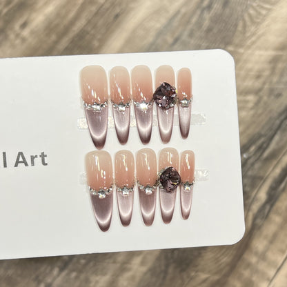 Decorative Crystal-Embellished Acrylic Nail Tips Acalora