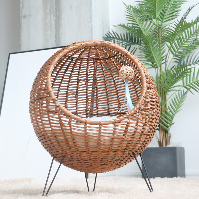 Cat Bed with Stylish Rattan Design Acalora