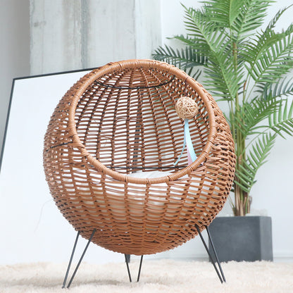 Cat Bed with Stylish Rattan Design Acalora