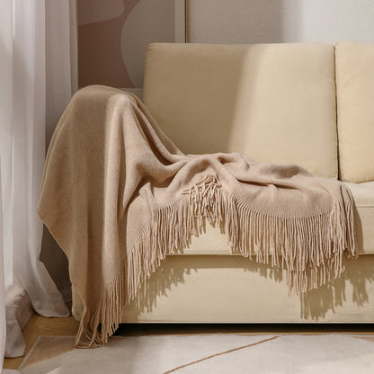 Unisex Luxurious Plush Fringe Throw Blanket