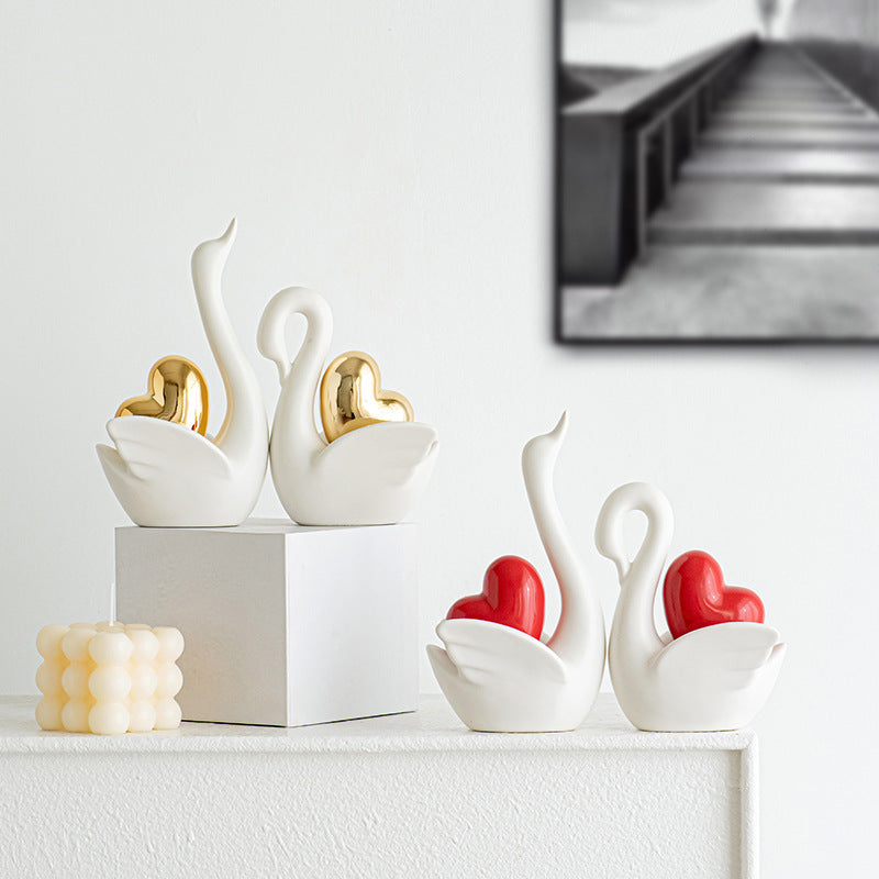 Elegant and romantic swans decorative figure Acalora
