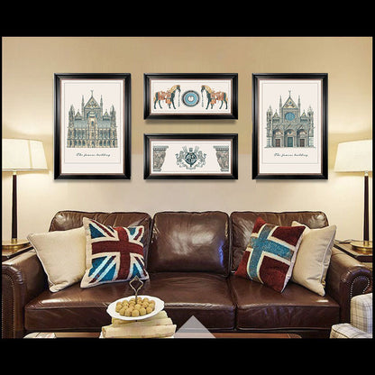 Vintage Architectural Print Wall Decor Set