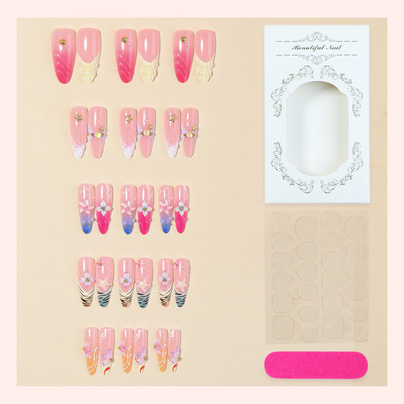 Decorative Press-On Nail Set with Floral Accents Acalora 1788495788